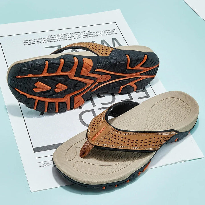mens flip flops cushioned sole athletic