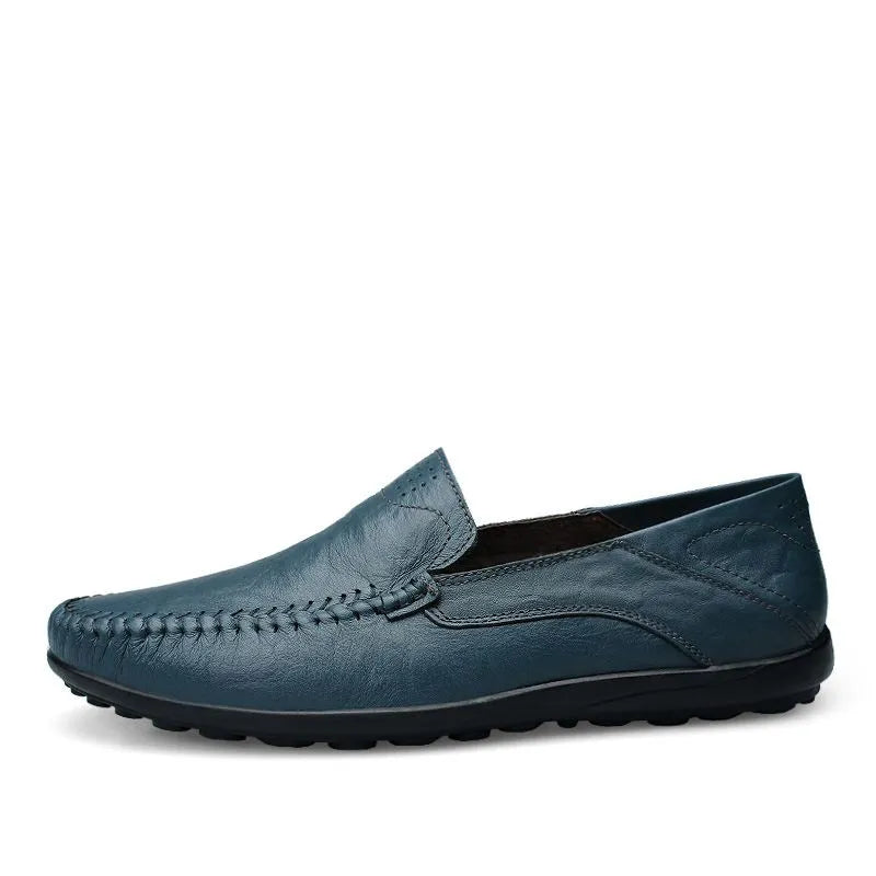 Men leather loafers slip on flat sole