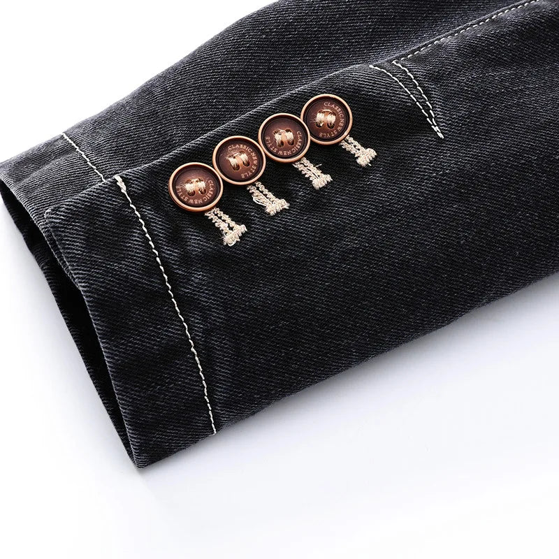 Men denim jacket button front regular fit