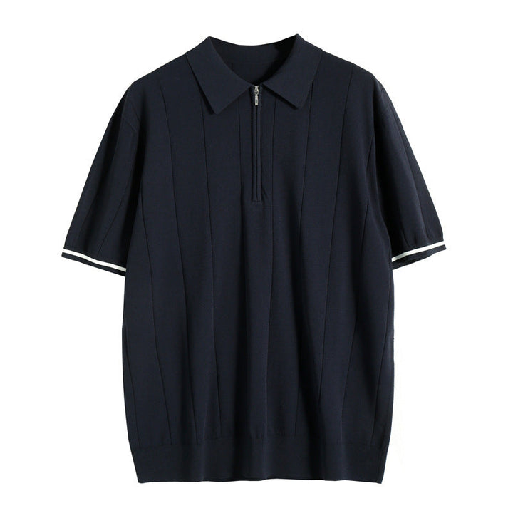 Men zip polo shirt short sleeve regular fit