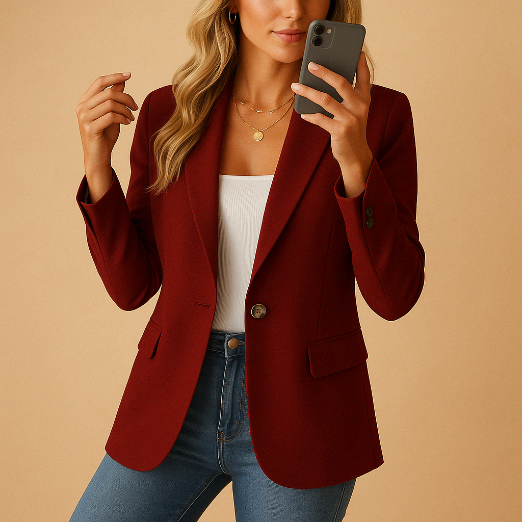 Women's Blazer - Fitted Tailored Stretch Design for Versatile Looks