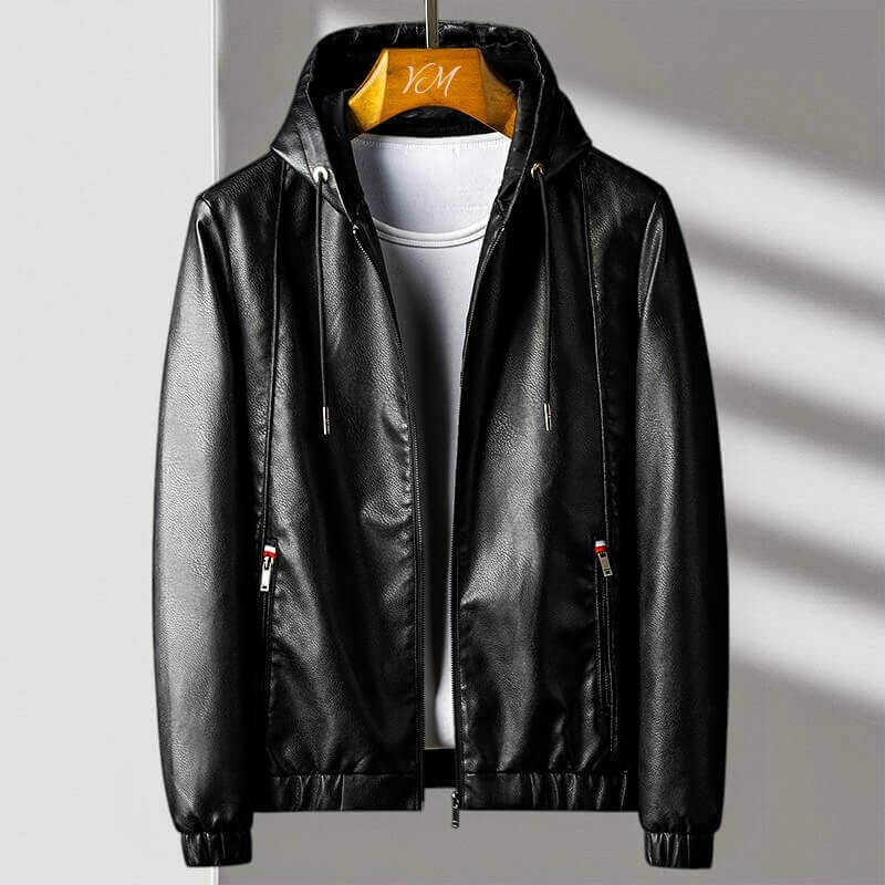 Men's Hooded Leather Jacket - Aspen Style