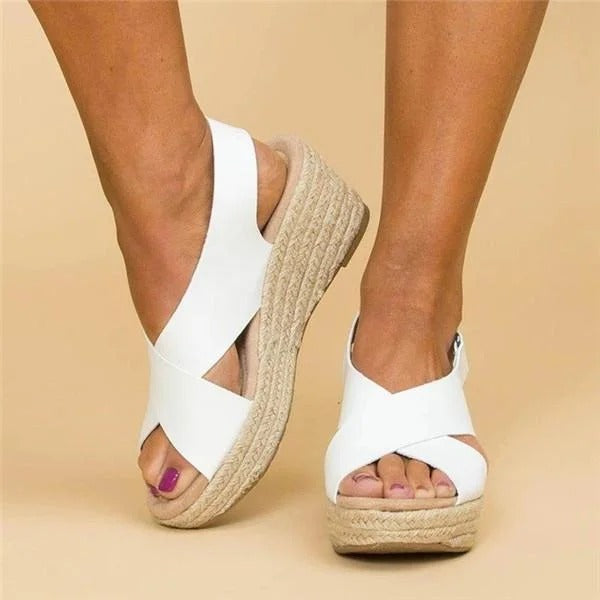 wedge espadrille sandals cross straps women