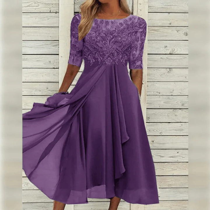 Women’s lace midi dress with three quarter sleeves