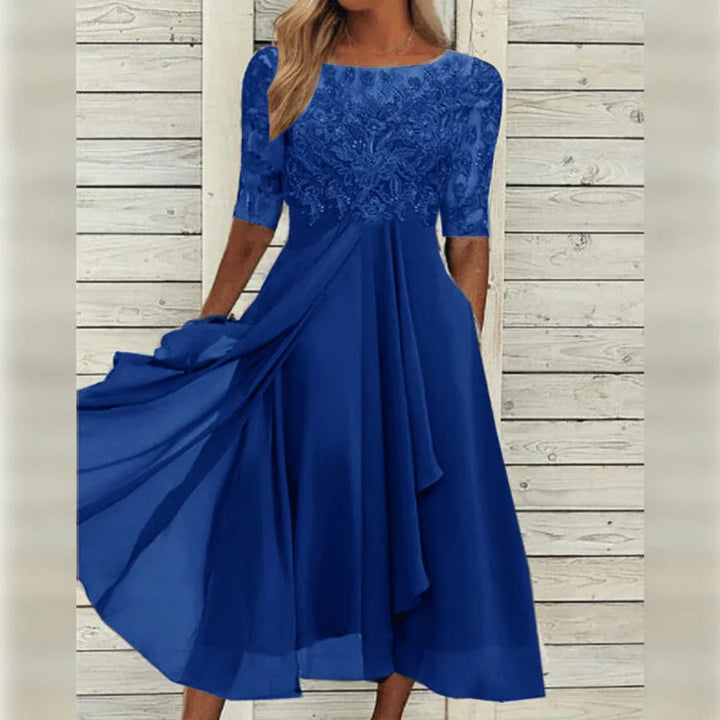 Women’s lace midi dress with three quarter sleeves