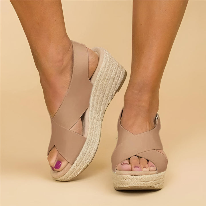 wedge espadrille sandals cross straps women