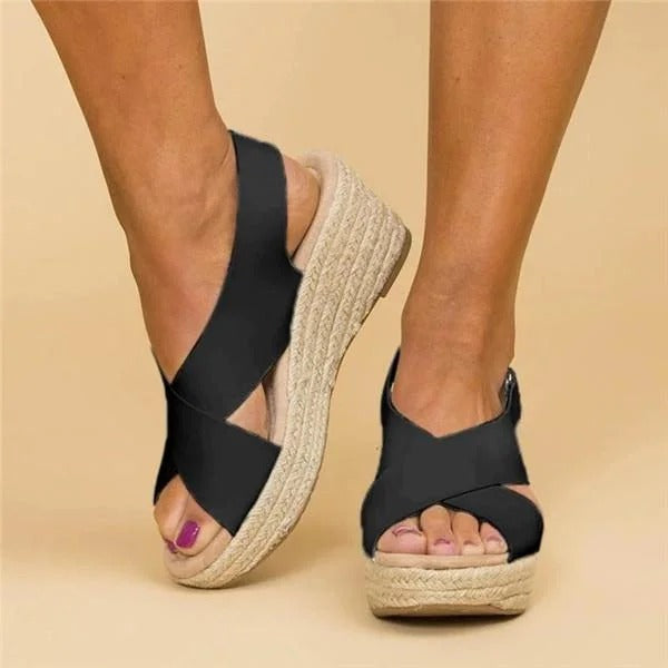 wedge espadrille sandals cross straps women