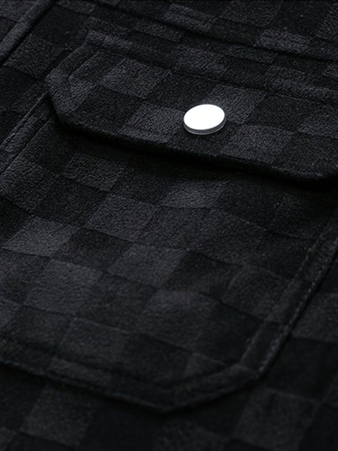 mens suede jacket checkered texture snap cuff