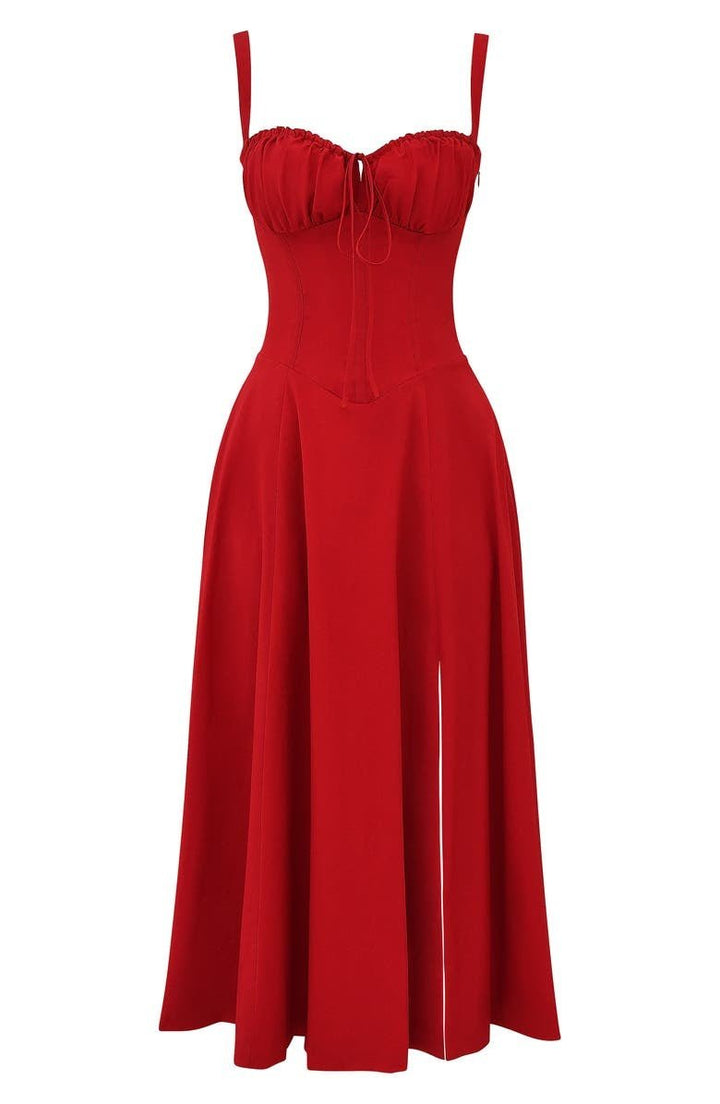 Women's Corset Midi Dress - Elegant, Figure-Flattering Style