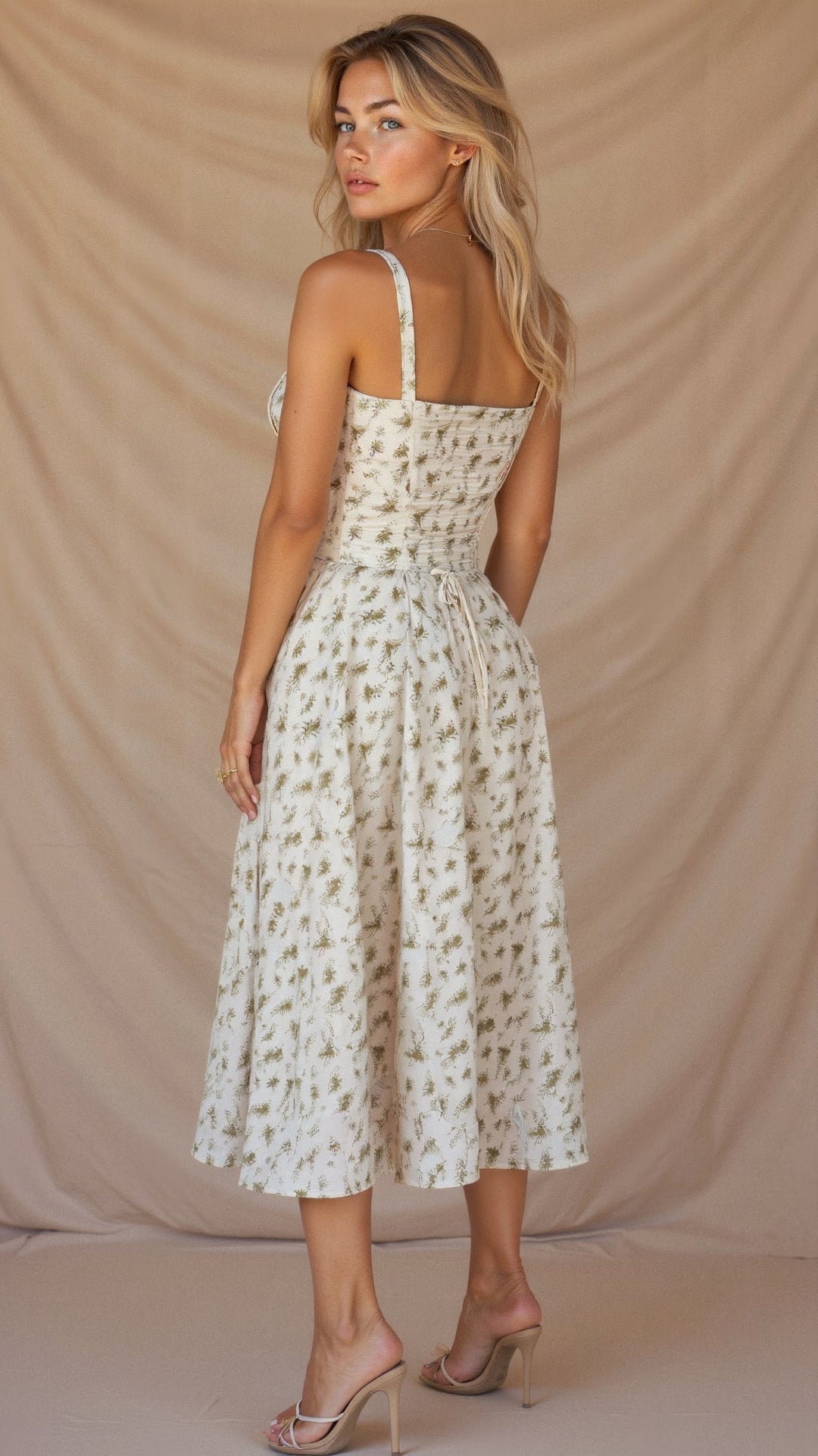 Women's Corset Midi Dress - Elegant, Figure-Flattering Style