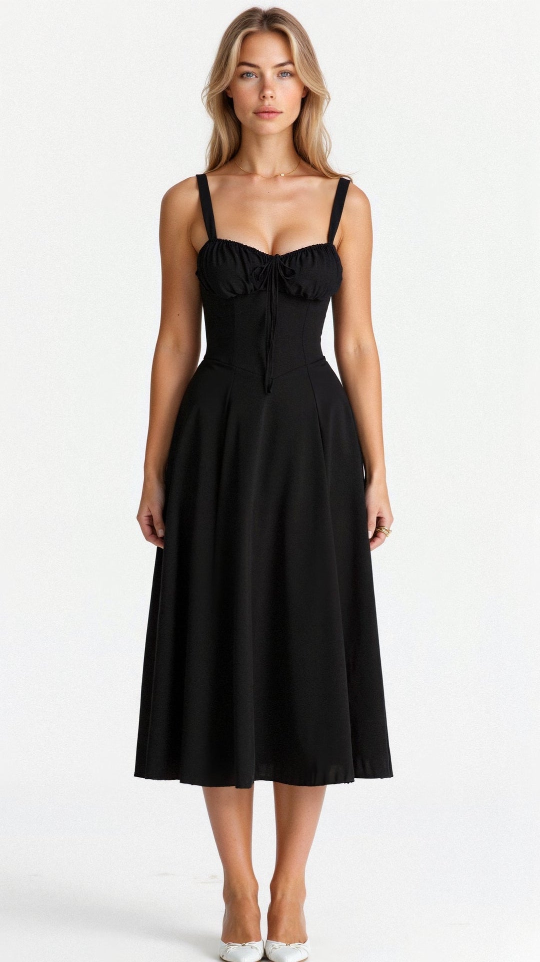 Women's Corset Midi Dress - Elegant, Figure-Flattering Style