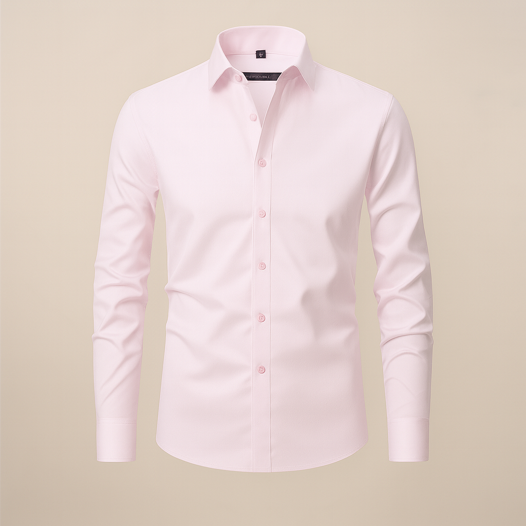 Men's Long-Sleeved Shirt - Classic Fit with Wrinkle-Free Finish