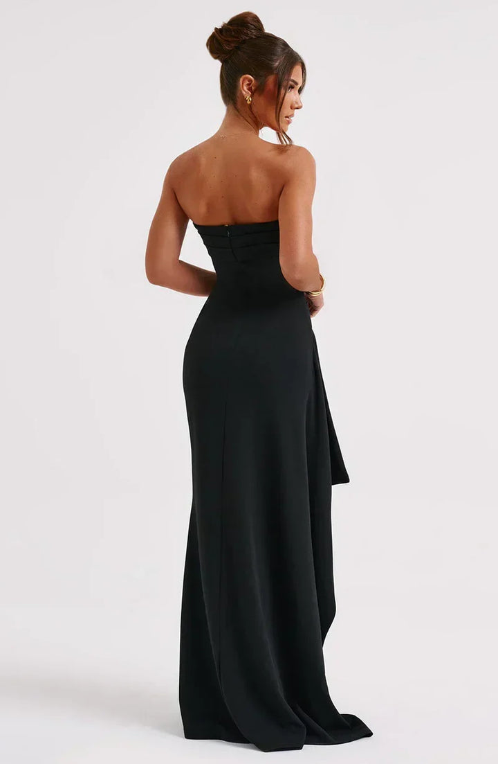 Women’s Strapless Twisted Maxi Dress Side Slit