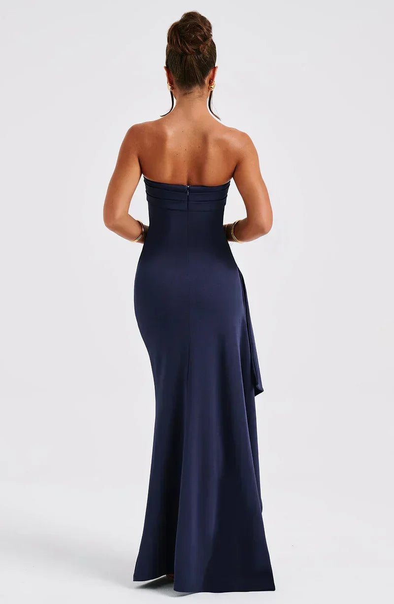Women’s Strapless Twisted Maxi Dress Side Slit